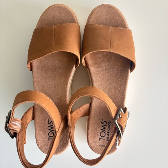 NIB Toms Diana Leather Wedge Sandal Size 9.5 - Picture 7 of 10